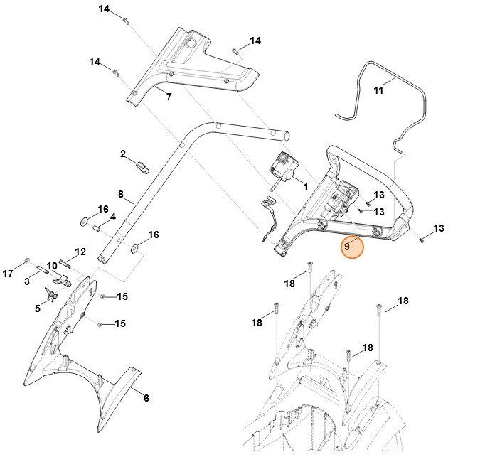 Górna część uchwytu kierującego, Stihl 63387635010