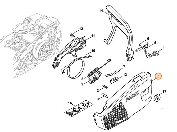 Pokrywa koła napędu łańcucha, Stihl 11376401701