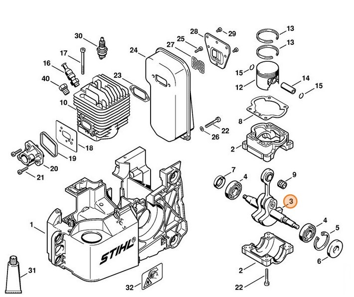Wał korbowy, Stihl 42210300400