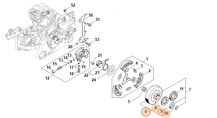 Zestaw koła napędu łańcucha pierścieniowego 3/8" 7Z, Stihl 11400072500