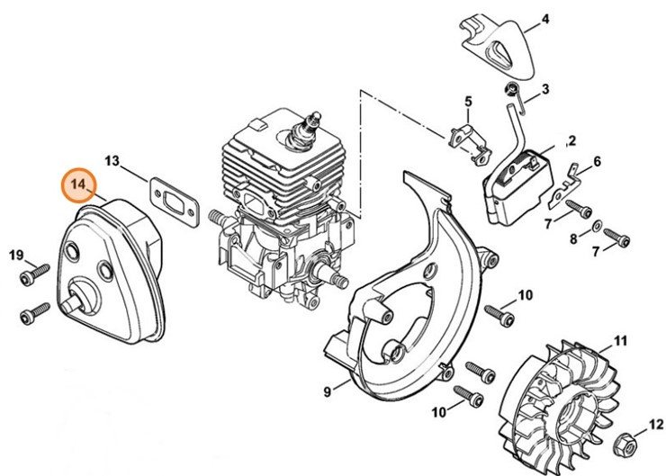 Tłumik wydechu spalin, Stihl 42411400614