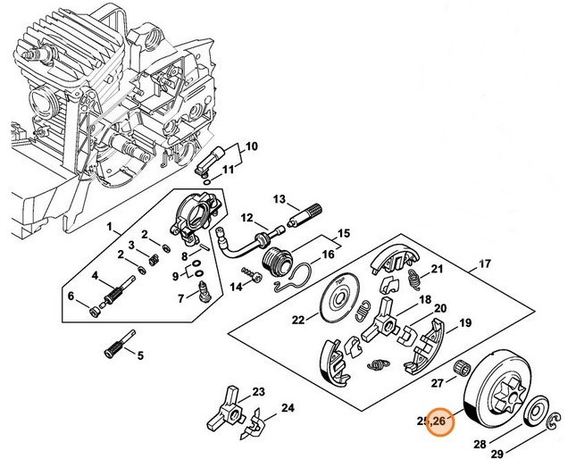 Koło napędu łańcucha 3/8" 7Z, Stihl 11256402000