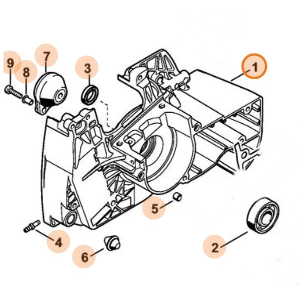 Połówka skrzyni korbowej, strona wentylatora, Stihl 11280202612