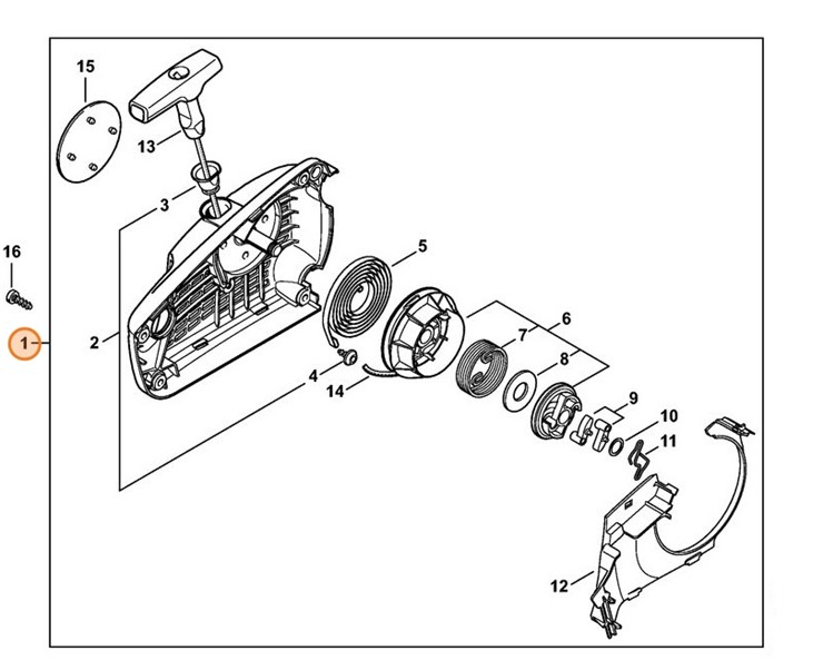 Obudowa wentylatora z urządzeniem rozruchowym, Stihl 11370802111