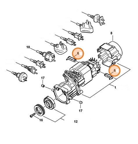 Zestaw szczotek węglowych, Stihl 49516002701