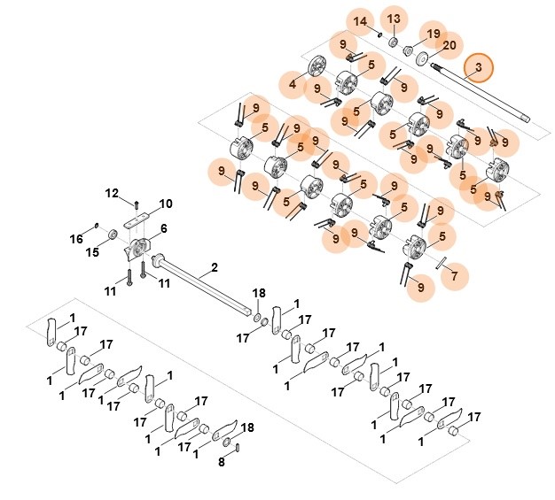 Wałek z zębami sprężynowymi kompl., Stihl 62917105200