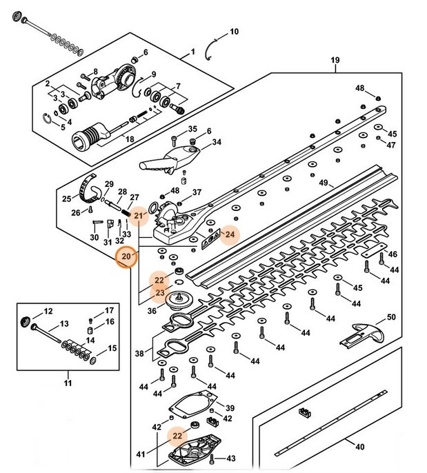 Obudowa przekładni (145°, 500 mm), Stihl 42436400513