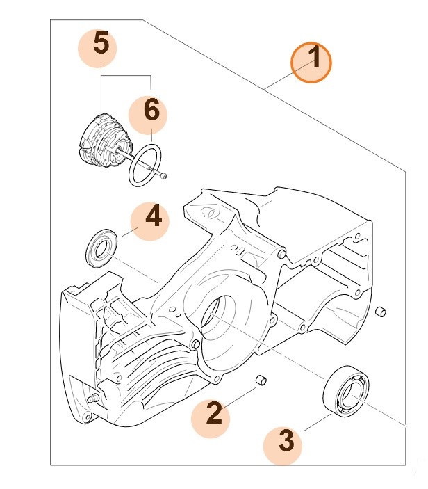 Połówka skrzyni korbowej, strona wentylatora, Stihl 11240202604