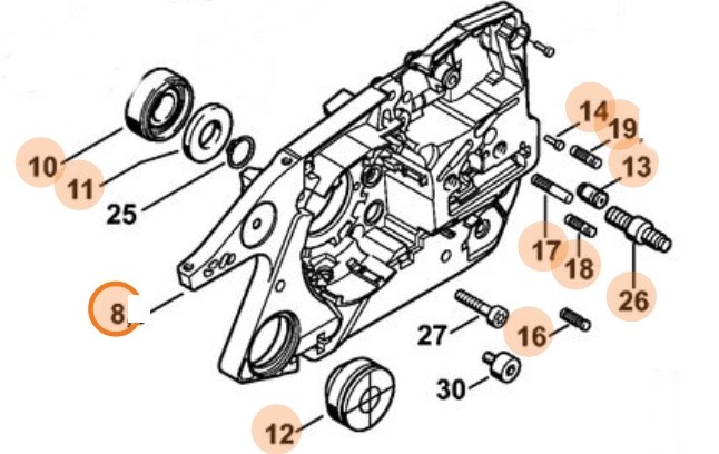 Połówka skrzyni korbowej, Stihl 11380202903