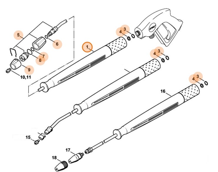 Lanca natryskowa 1,07 m, ugięta, Stihl 49255000917