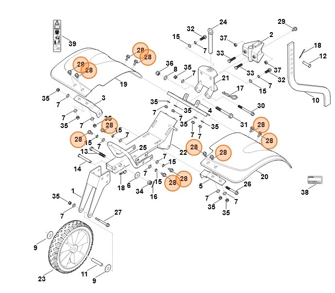 Śruba z łbem sześciokątnym i kołnierzem M8x20, Stihl 62509510805