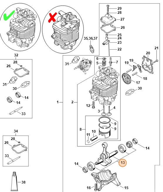 Wał korbowy, Stihl 42820300411