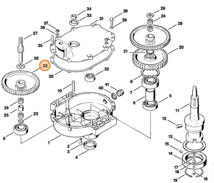 Podwójne zębate koło przekładniowe, Stihl 43086422010