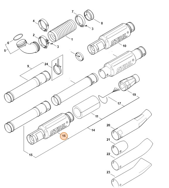 Tłumik wylotu powietrza z dmuchawy, Stihl 42827808201