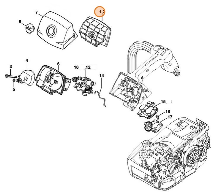 Filtr powietrza, włókninowy, Stihl 11451404400