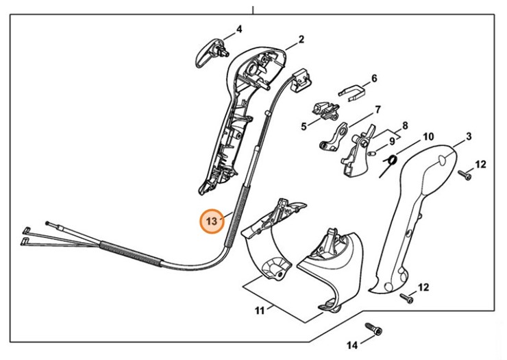 Cięgno sterowania główną przepustnicą, Stihl 42411801101