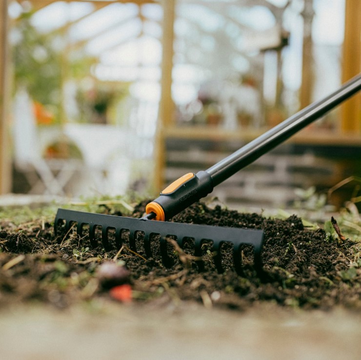 Głowica grabie 14 zębne ogrodowe z metalu OneClick, Fiskars 1080677