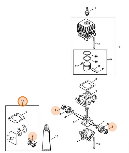 Zestaw uszczelek, Stihl 42290071050
