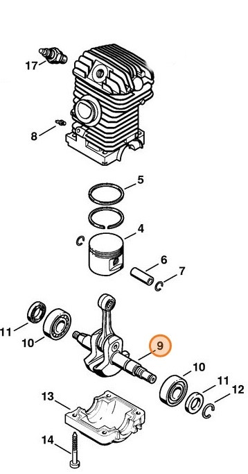 Wał korbowy, Stihl 11230300411