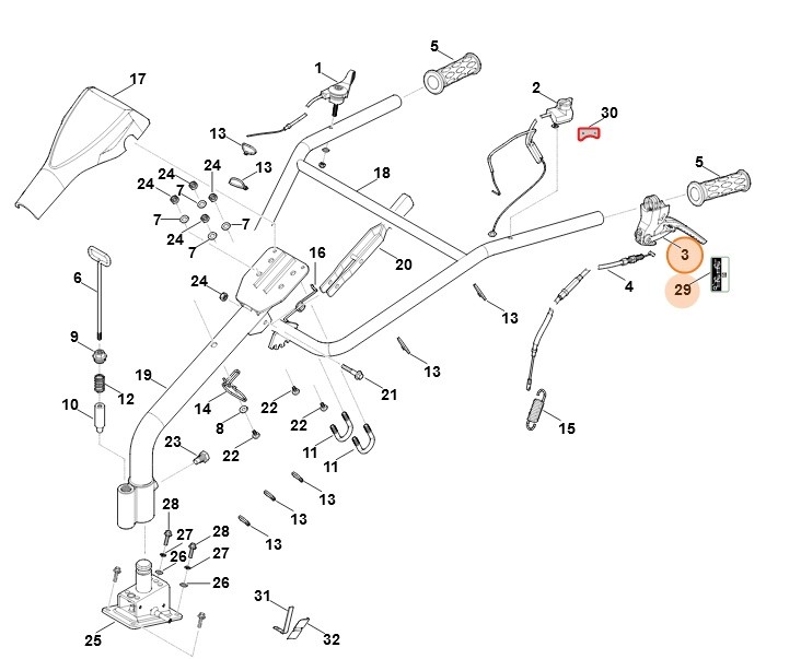Dźwignia sprzęgła, Stihl 62507103500