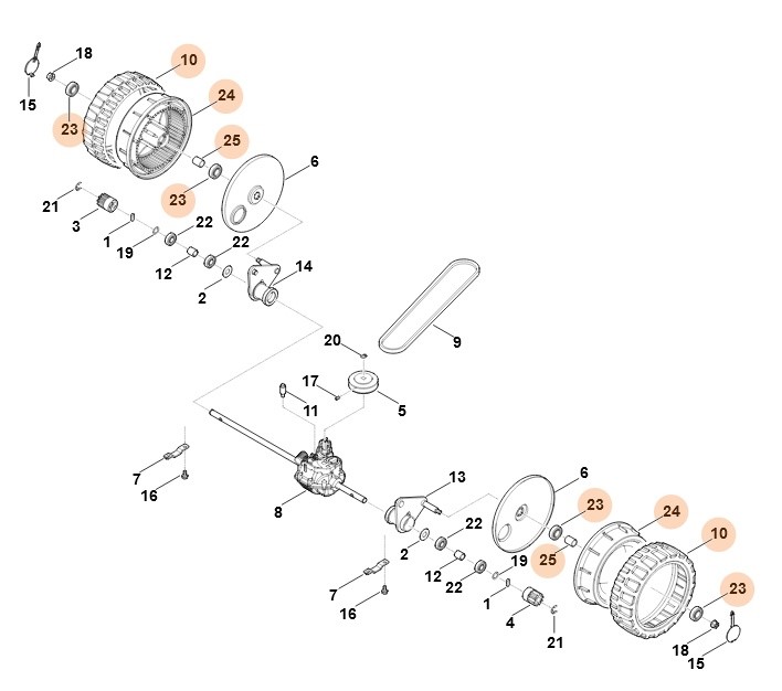 Koło kompl., Stihl 63837000401