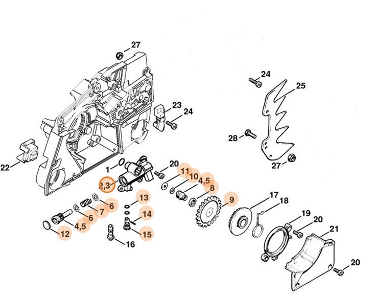 Pompa olejowa (skok 2,35 mm), Stihl 11246403203