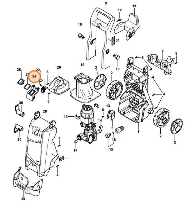 Obudowa przełącznika, Część dolna, Stihl 49514321001
