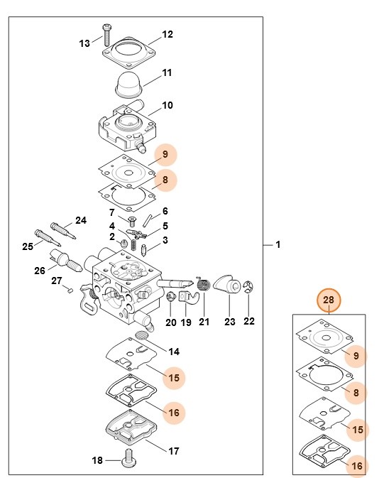 Zestaw uszczelek i membran, Stihl Z010003K008
