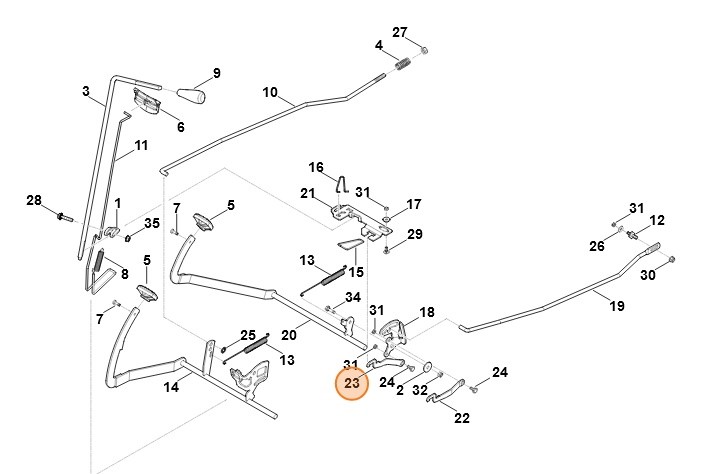 Dźwignia blokująca na dole, Stihl 61657641505