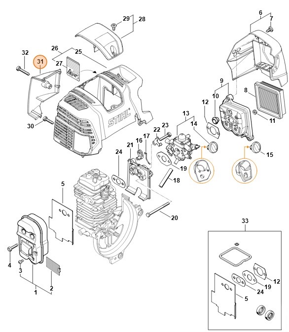 Pokrywa sterowania przepływem powietrza, Stihl 43130800901