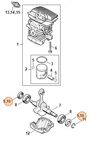 Pierścień uszczelniający wał 15x25x5, Stihl 96399511584