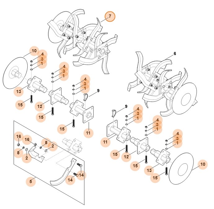 Zespół roboczy kompl., prawy, Stihl 62517100201