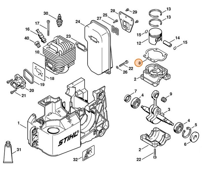 Uszczelka cylindra, Stihl 42210292300