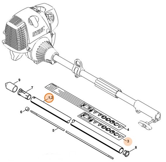 Wysięgnik Ø 25,4 mm x 842 mm, Stihl 41407107125
