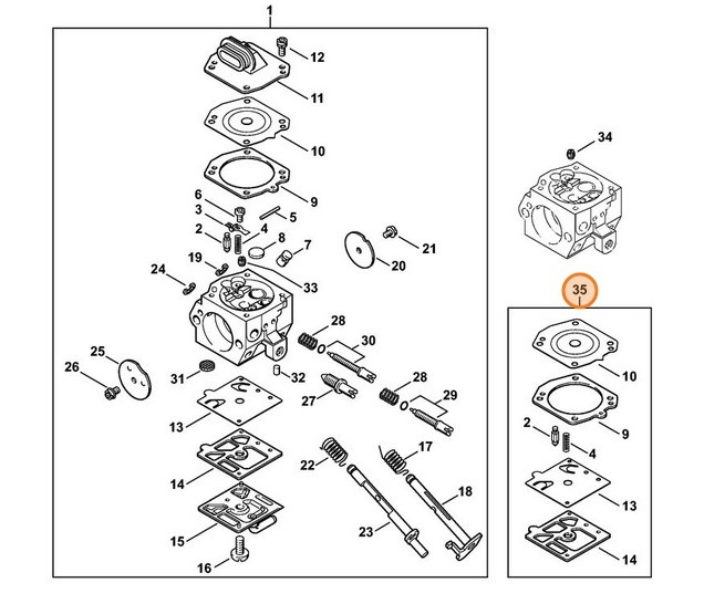 Zestaw podzespołów gaźnika, Stihl 11270071062