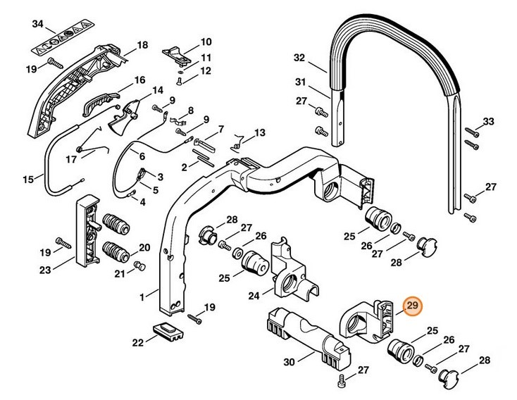 Uchwyt rurowy - mocowanie, prawa strona, Stihl 42217911900