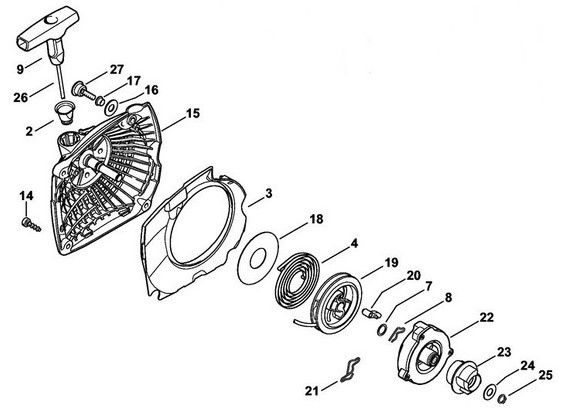 Obudowa wentylatora z urządzeniem rozruchowym, Stihl 11430802133