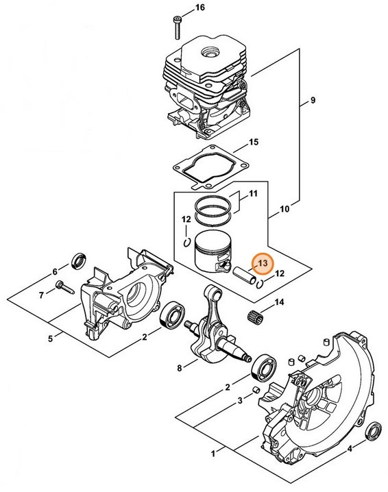 Sworzeń tłokowy 11x7x32, Stihl 41480341500