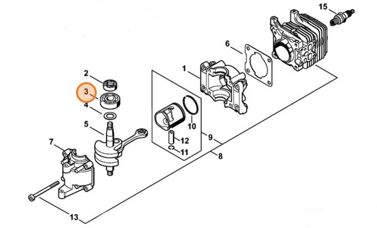 Łożysko kulkowe 6201, Stihl 95030030246