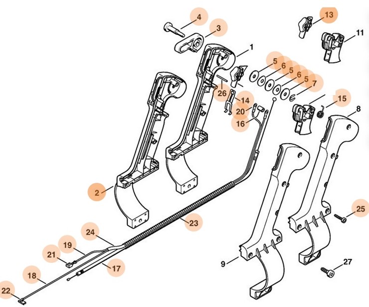 Połówka okładziny rękojeści - strona wewnętrzna 80 mm, Stihl 42037901106