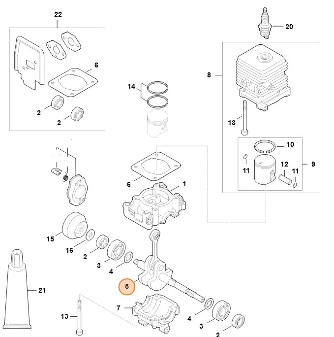 Wał korbowy, Stihl 41400300401