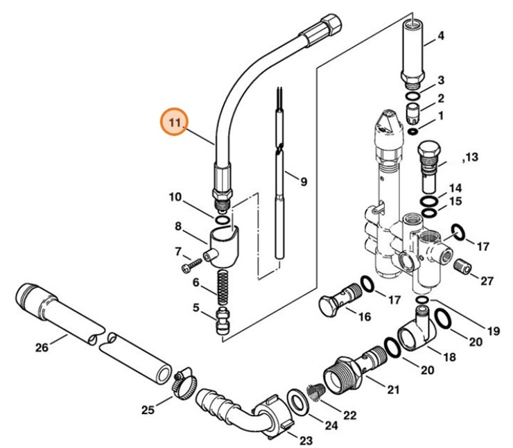Wąż wysokociśnieniowy DN 8, 610 mm, Stihl 47525200600
