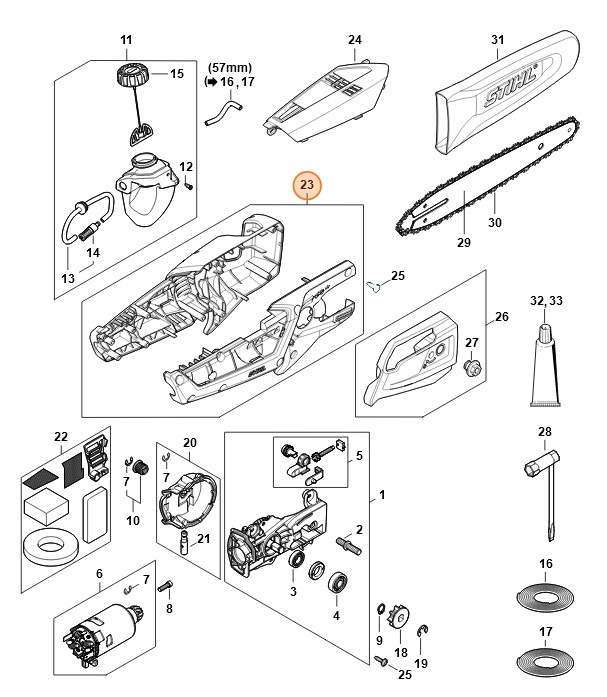 Obudowa silnika - prawa strona, Stihl LA026000800