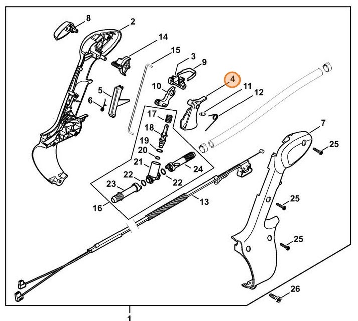 Dźwignia sterowania główną przepustnicą, Stihl 42441821000