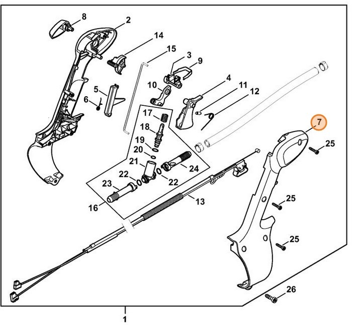 Połówka okładziny rękojeści - strona wewnętrzna, Stihl 42447910802