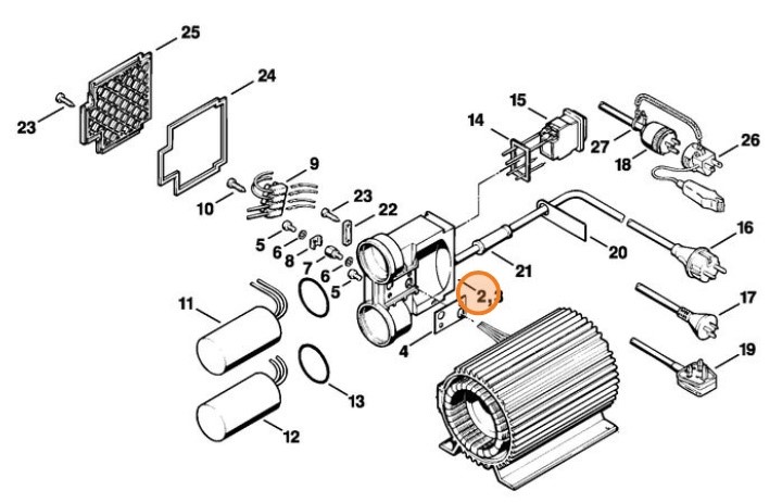 Obudowa przełącznika 200 V/ 50 Hz, Stihl 47034321005