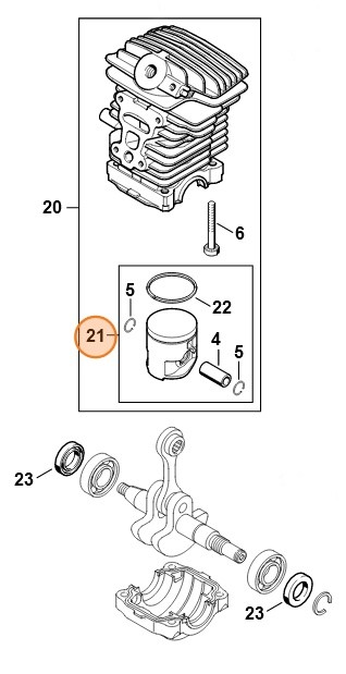 Tłok Ø 40 mm, Stihl 11390302001