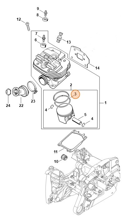 Pierścień tłokowy Ø 56x1,2 mm, Stihl 11440343002
