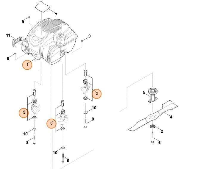Zestaw tłumik drgań, Stihl 63400071026