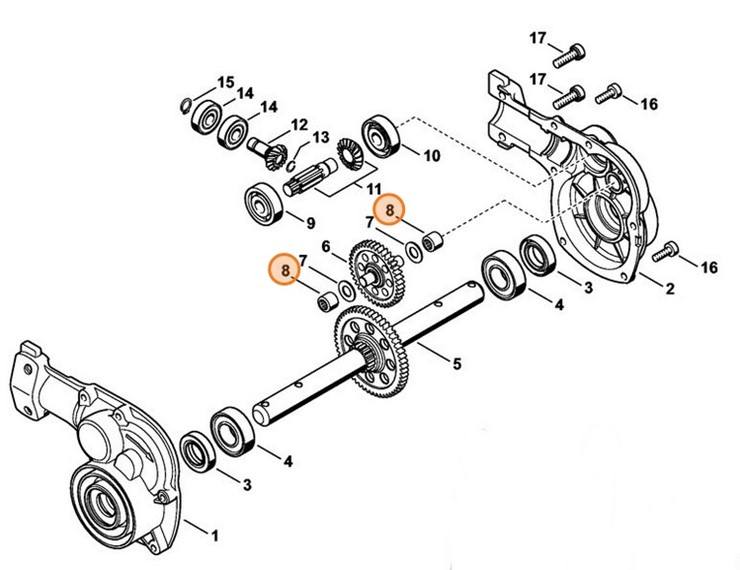 Łożysko igłowe 8x12x10, Stihl 95130031918